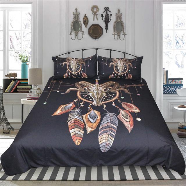 Bull kull Feather Dreamcatcher ART HOP 3D Customized Duvet Cover Bedding Sets