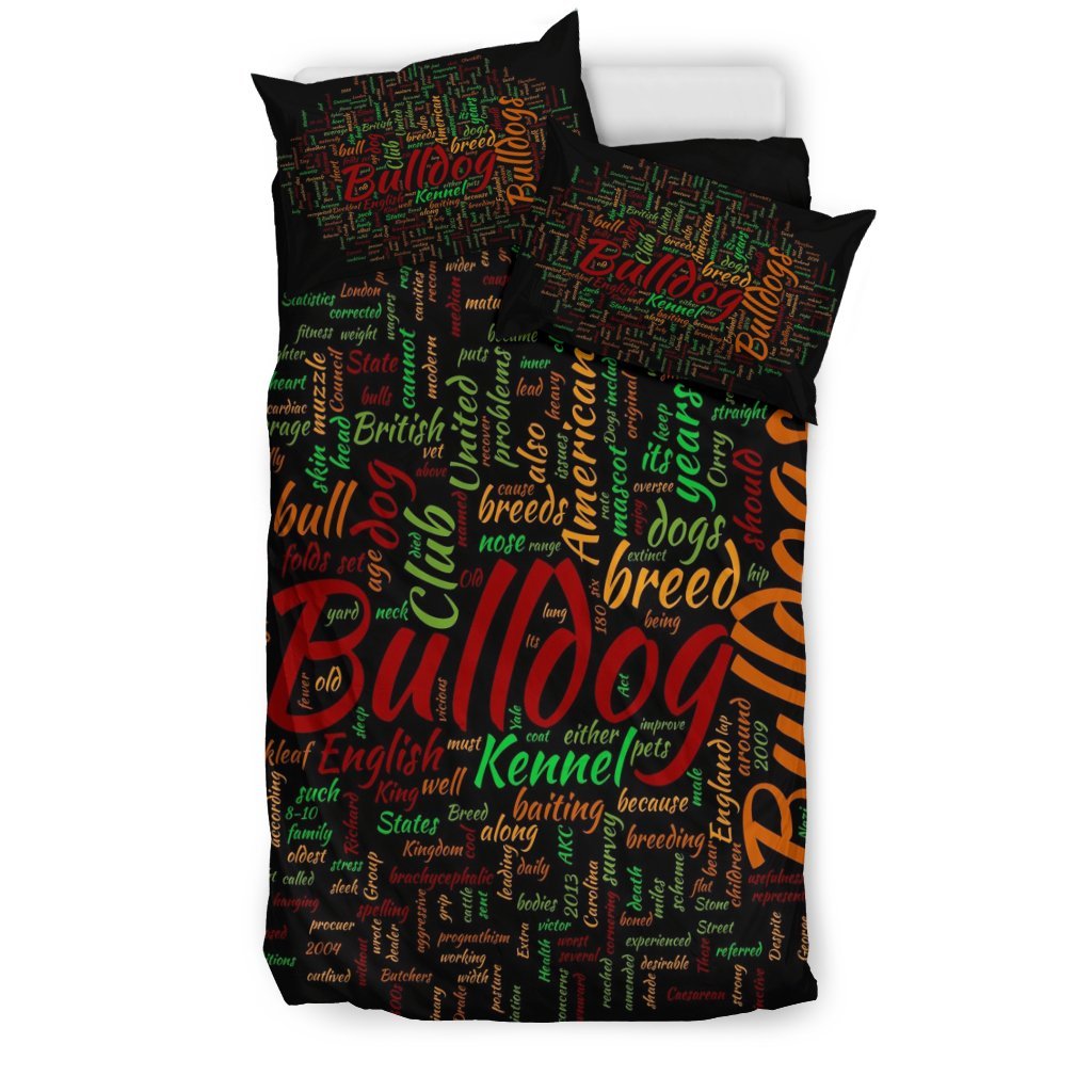 Bulldog Word Cloud 3D Customized Duvet Cover Bedding Sets
