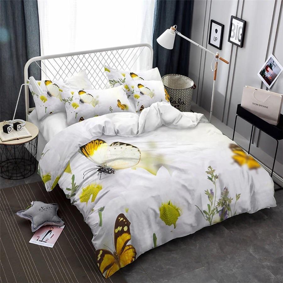 Butterfly Flying Around Yellow Flower 3D Customized Duvet Cover Bedding Sets