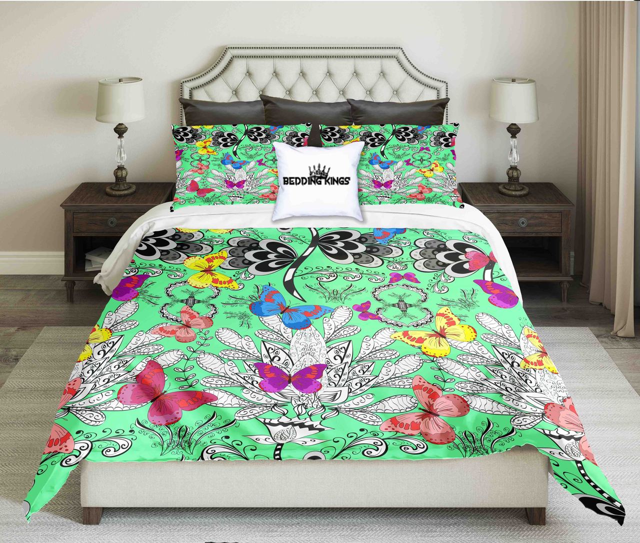 Butterfly Green Design | kings3D Customized Duvet Cover Bedding Sets
