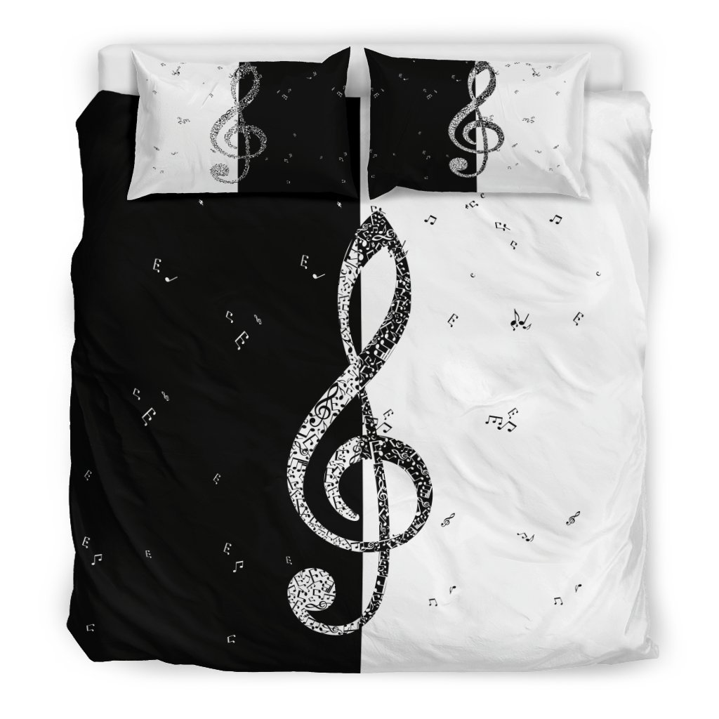 B&W Treble Clef Artistic Pod Review3D Customized Duvet Cover Bedding Sets