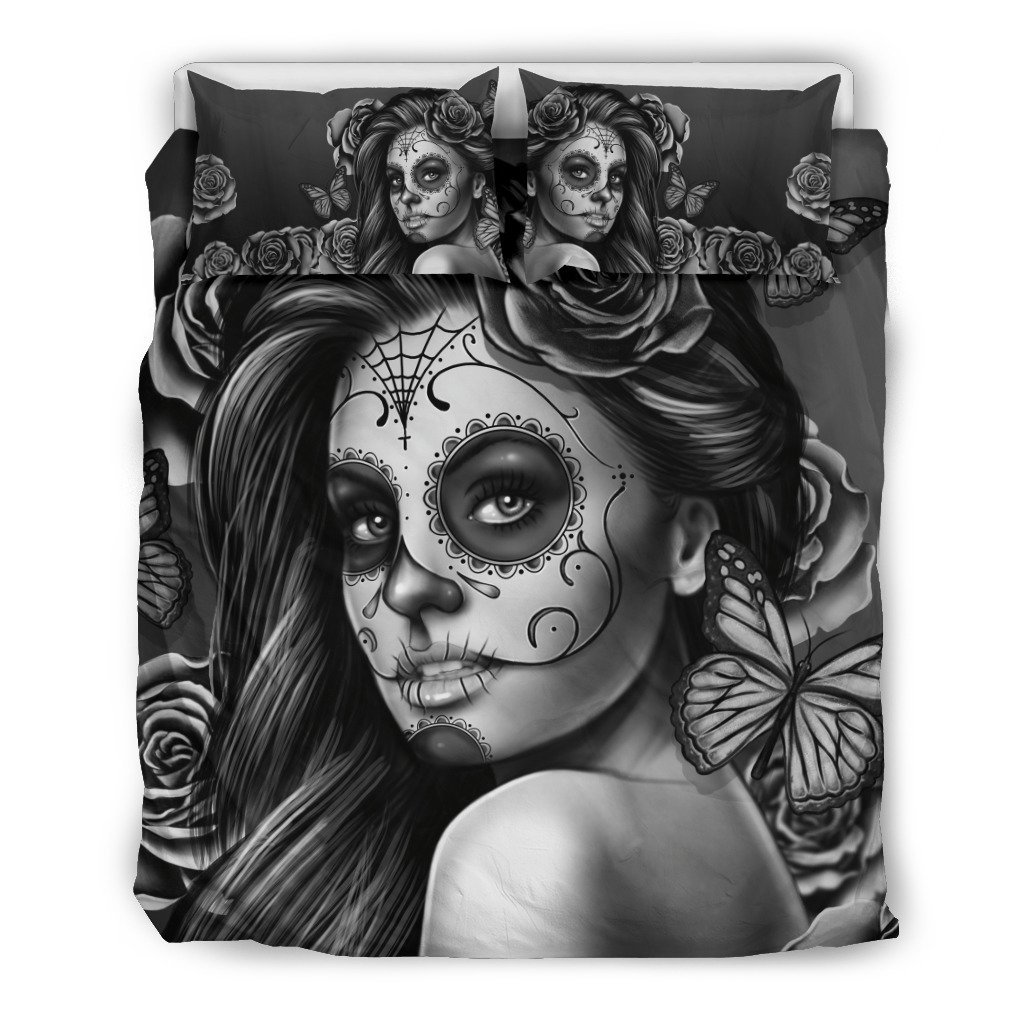 Calavera (Gray on Beige) 3D Customized Duvet Cover Bedding Sets