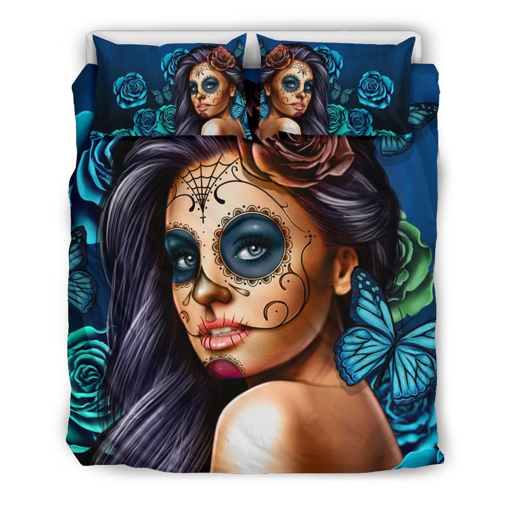 Calavera (Turquoise on Beige) 3D Customized Duvet Cover Bedding Sets