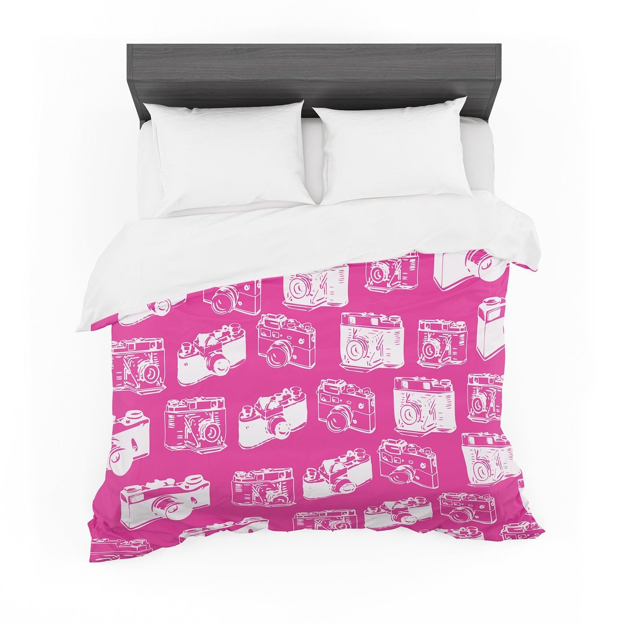 Camera Pattern Magenta Cotton3D Customized Duvet Cover Bedding Sets