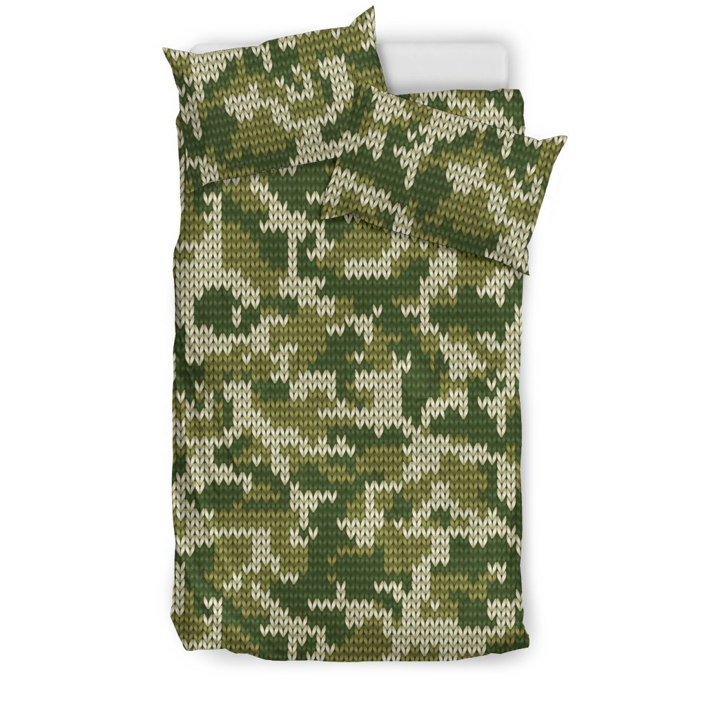 Camouflage Knitting Green Camo 3D Customized Duvet Cover Bedding Sets