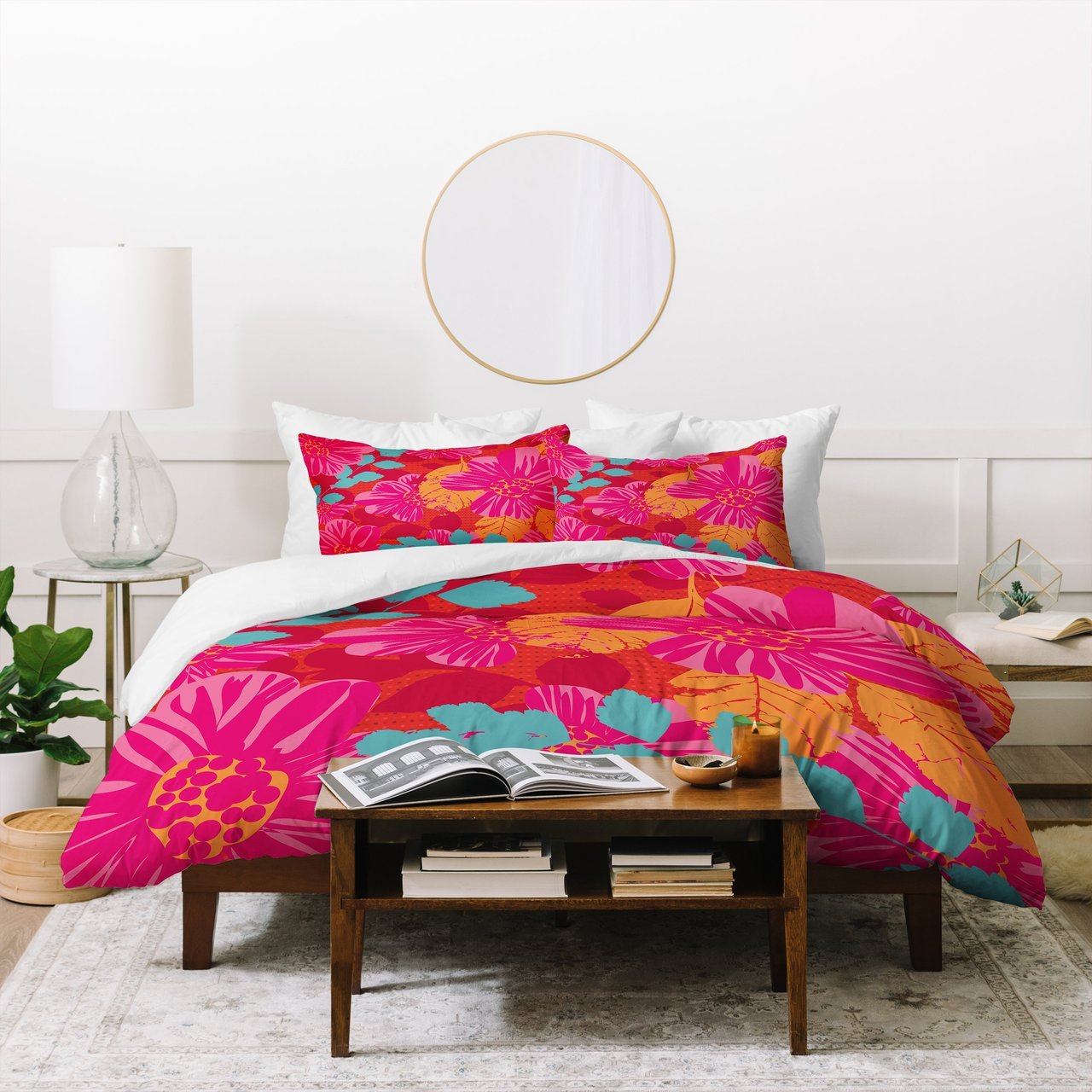 Caroline Okun Smoldering Rosy Blooms Duvet Cover