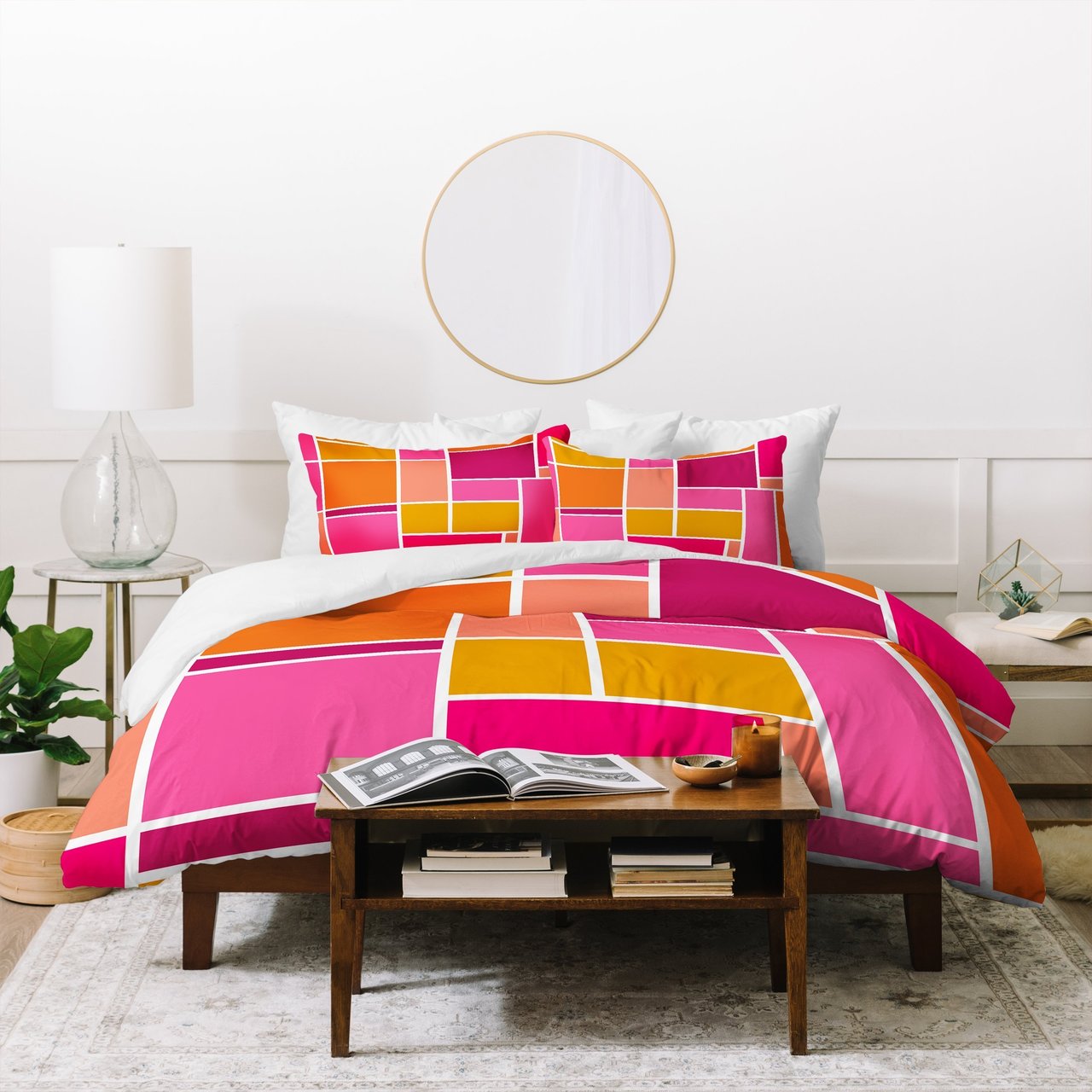 Caroline Okun Sunset Grid Duvet Cover