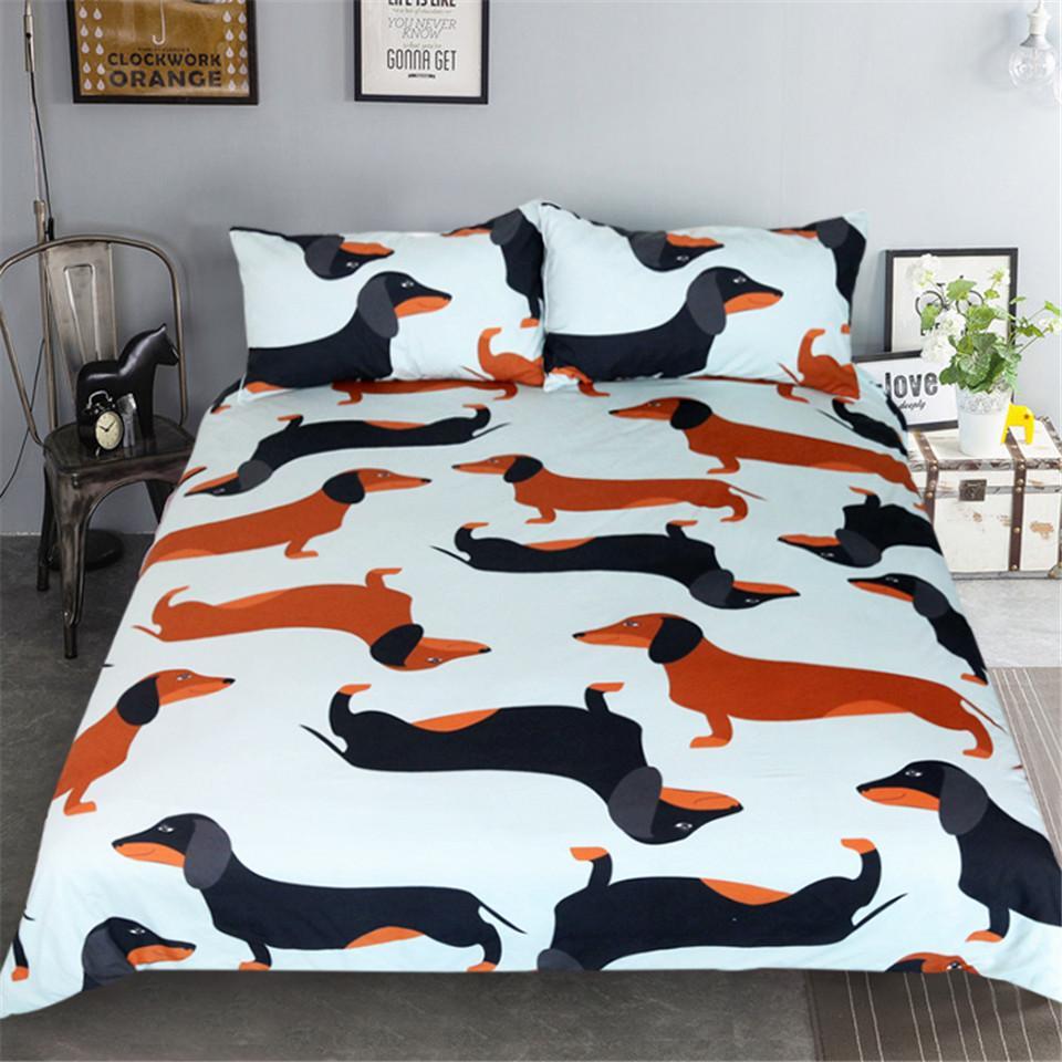 Cartoon Dachshund Dogs 3D Customized Duvet Cover Bedding Sets