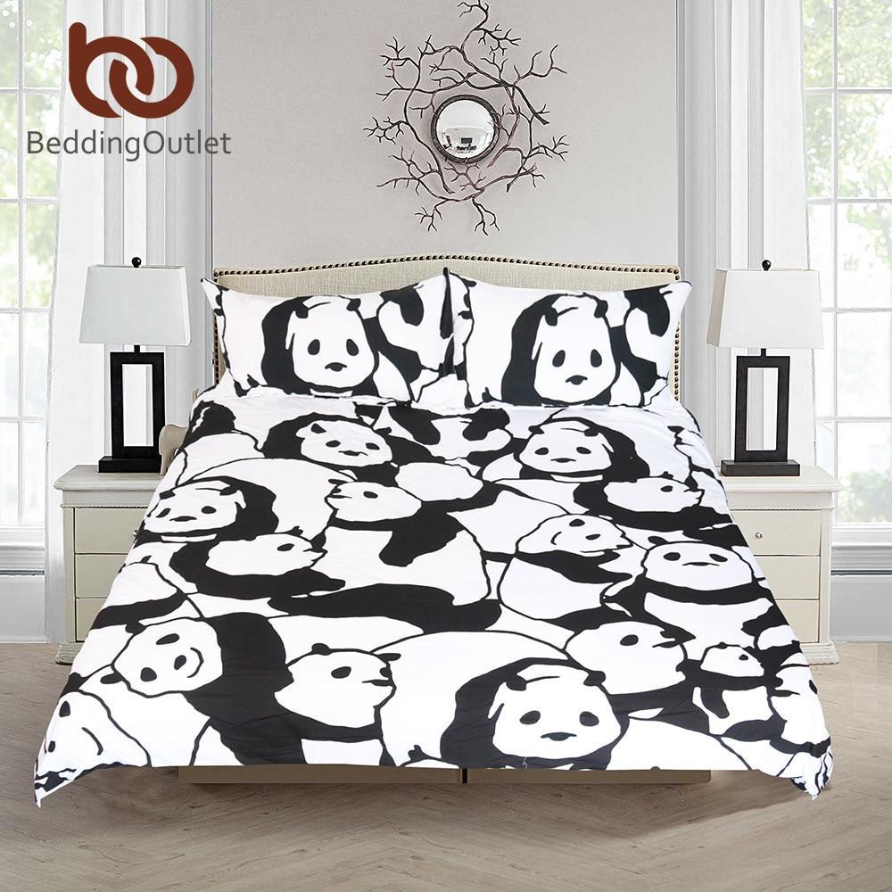 Cartoon for Kids Animal Printed et Chinese Panda Bedclothes Black and White Home Textiles3D Customized Duvet Cover Bedding Sets