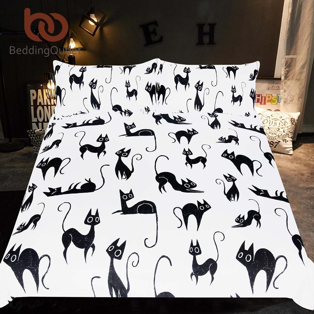 Cartoon for Kids Animalingle et Cute Cats Print Black and White Home Bedclothes3D Customized Duvet Cover Bedding Sets