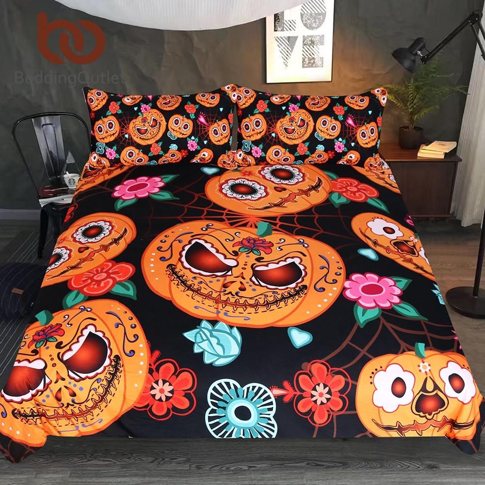 Cartoon Pumpkin Kids Cobweb et Nightmare Bedclothes for Halloween Flowers Home Textiles3D Customized Duvet Cover Bedding Sets