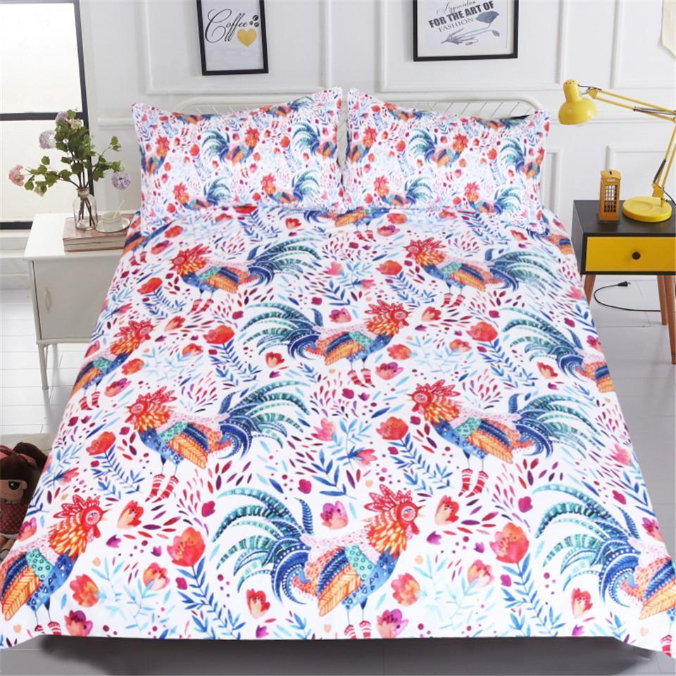 Cartoon Rooster Bedding Set
