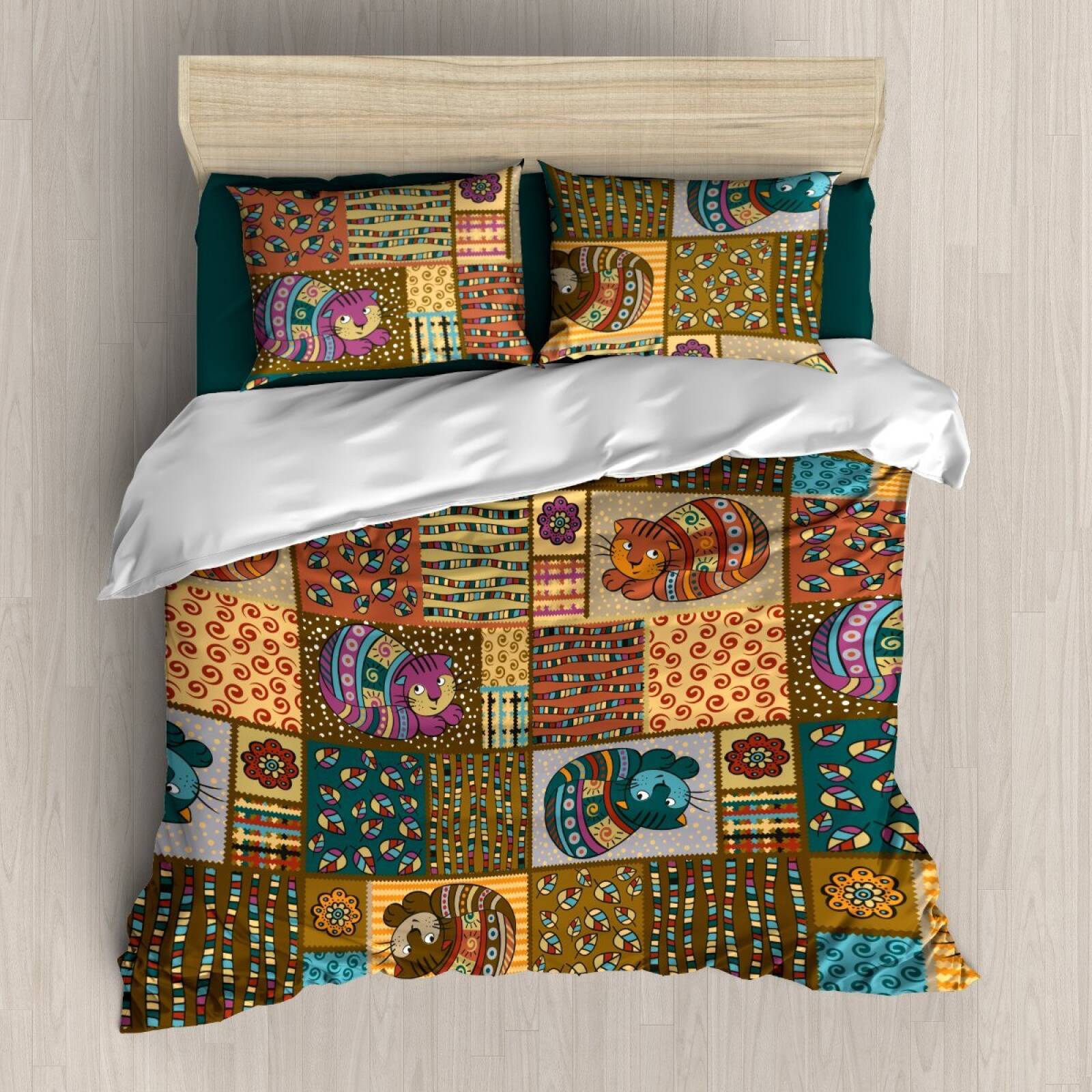 Cat Brown Vintage 3D Customized Duvet Cover Bedding Sets