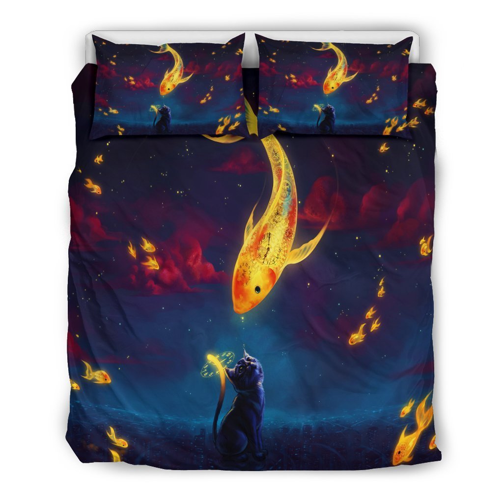 Cat Fish Catch The Moon Bedding Set