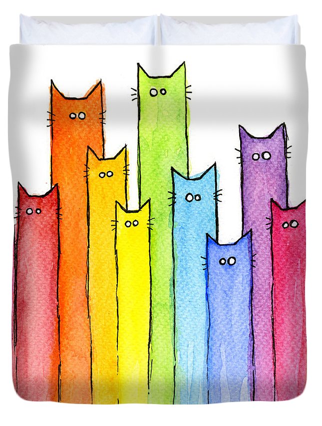 Cat Rainbow Watercolor Pattern 3D Customized Duvet Cover Bedding Sets