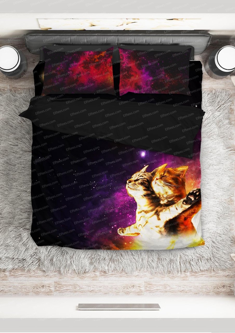 CAT096 Titanic Romantic Love Cat Couple Black & Violet Kitty 3D Customized Duvet Cover Bedding Sets