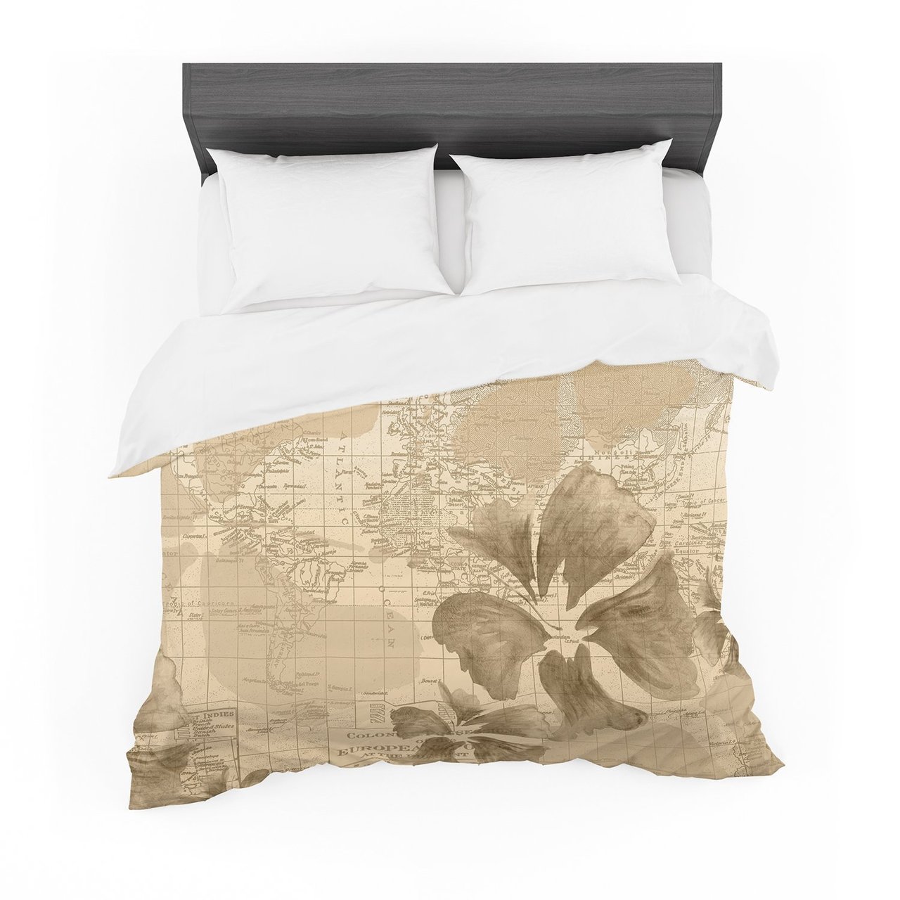 Catherine Holcombe ‘Flower Power Tan’ Brown Map Featherweight3D Customized Duvet Cover Bedding Sets