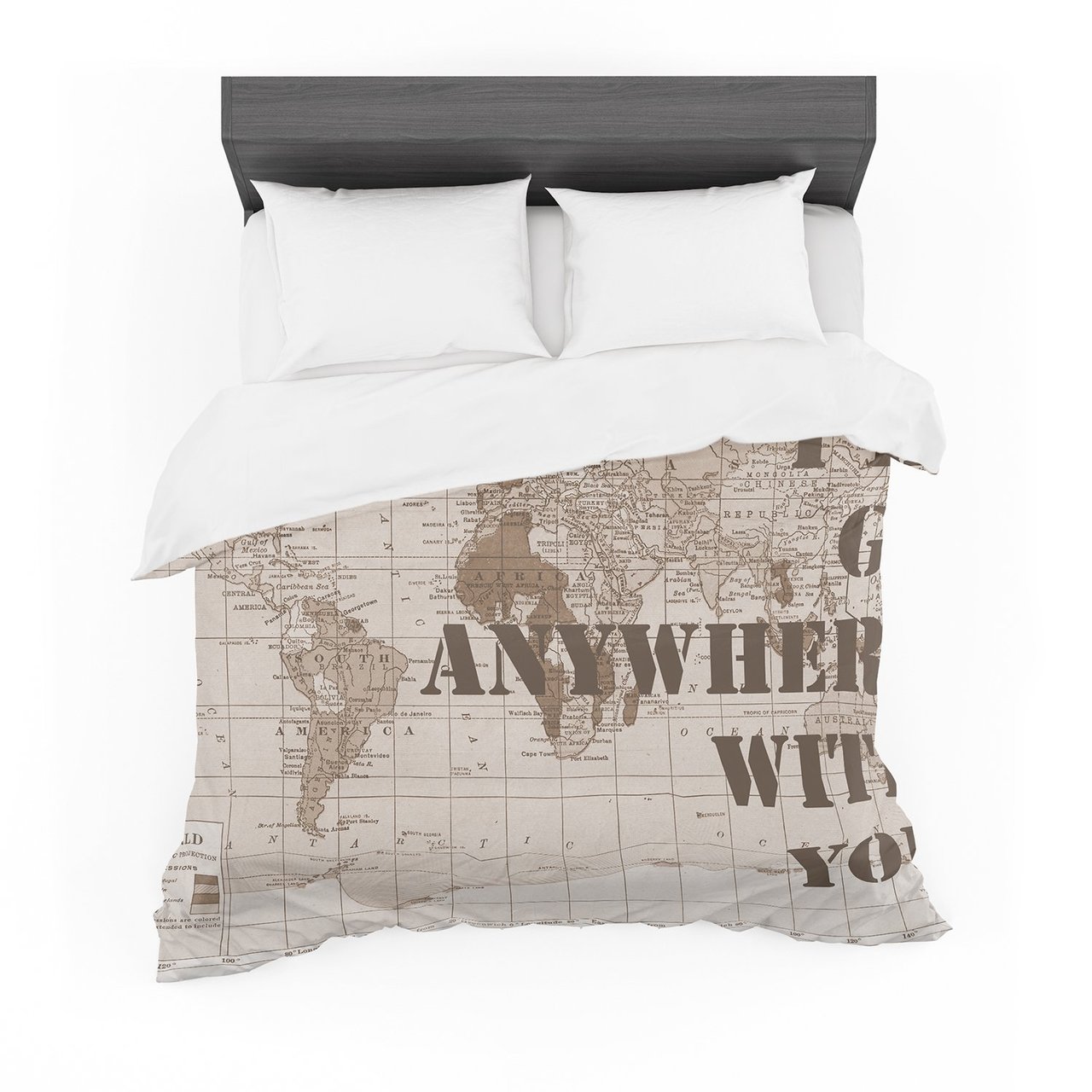 Catherine Holcombe ‘I’ll Go Anywhere With You’ Brown Map Featherweight3D Customized Duvet Cover Bedding Sets