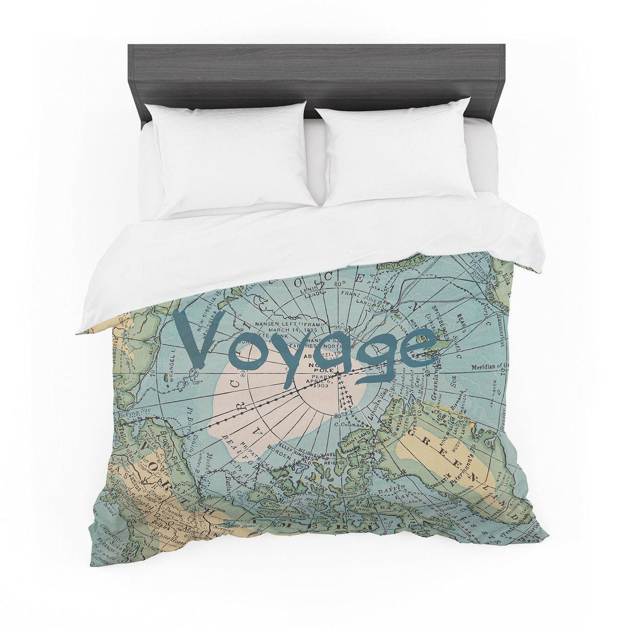 Catherine Holcombe ‘Voyage’ Teal Map Featherweight3D Customized Duvet Cover Bedding Sets