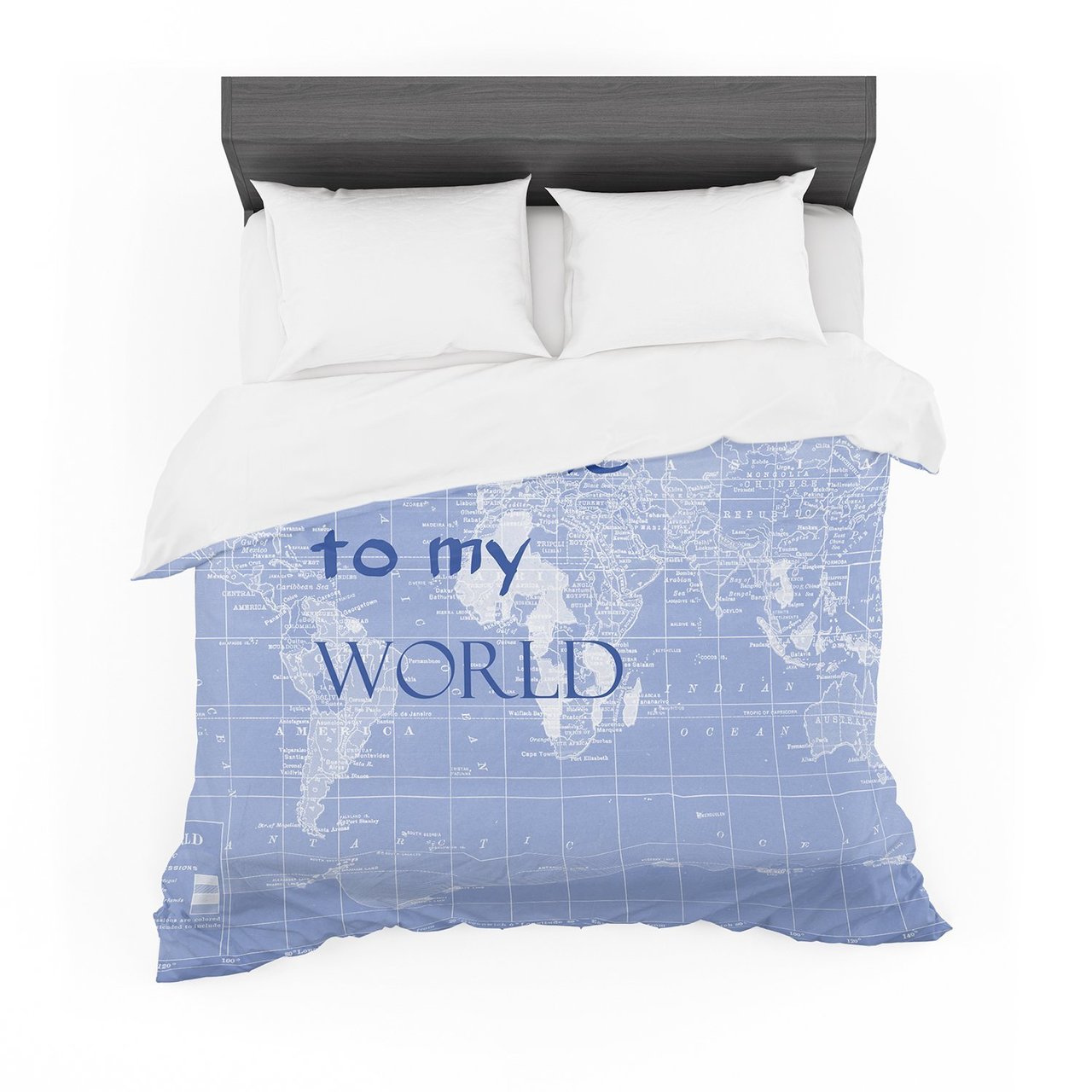 Catherine Holcombe ‘Welcome to my World Quote Indigo’ Featherweight3D Customized Duvet Cover Bedding Sets