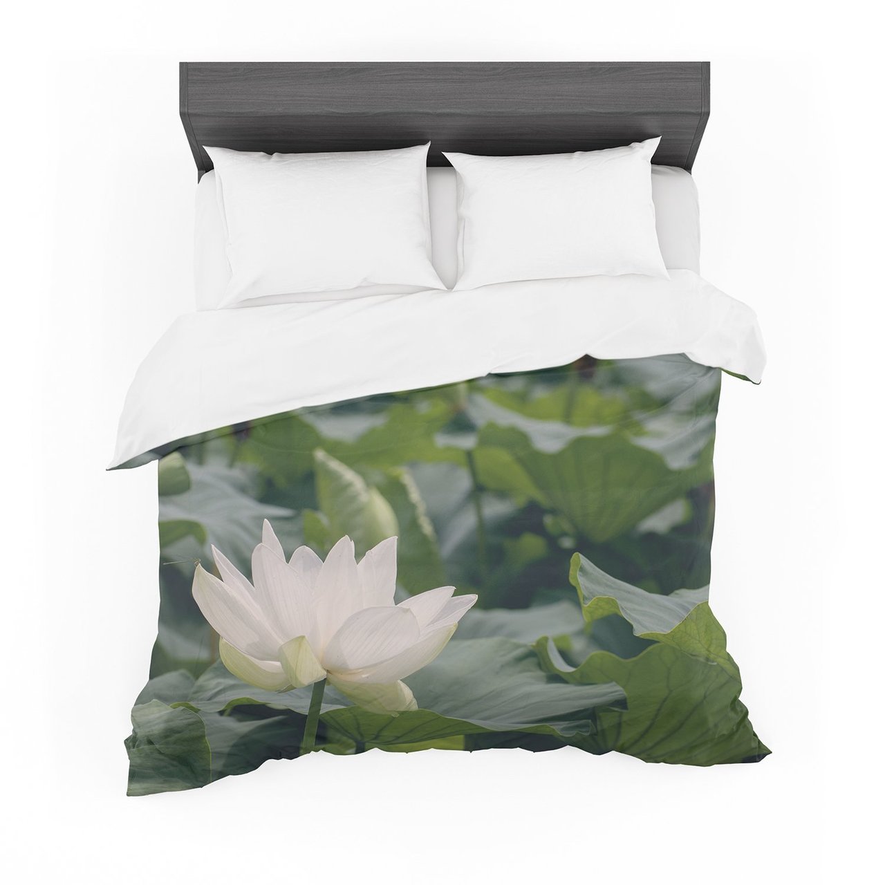 Catherine McDonald ‘White Lotus’ Green White Featherweight3D Customized Duvet Cover Bedding Sets
