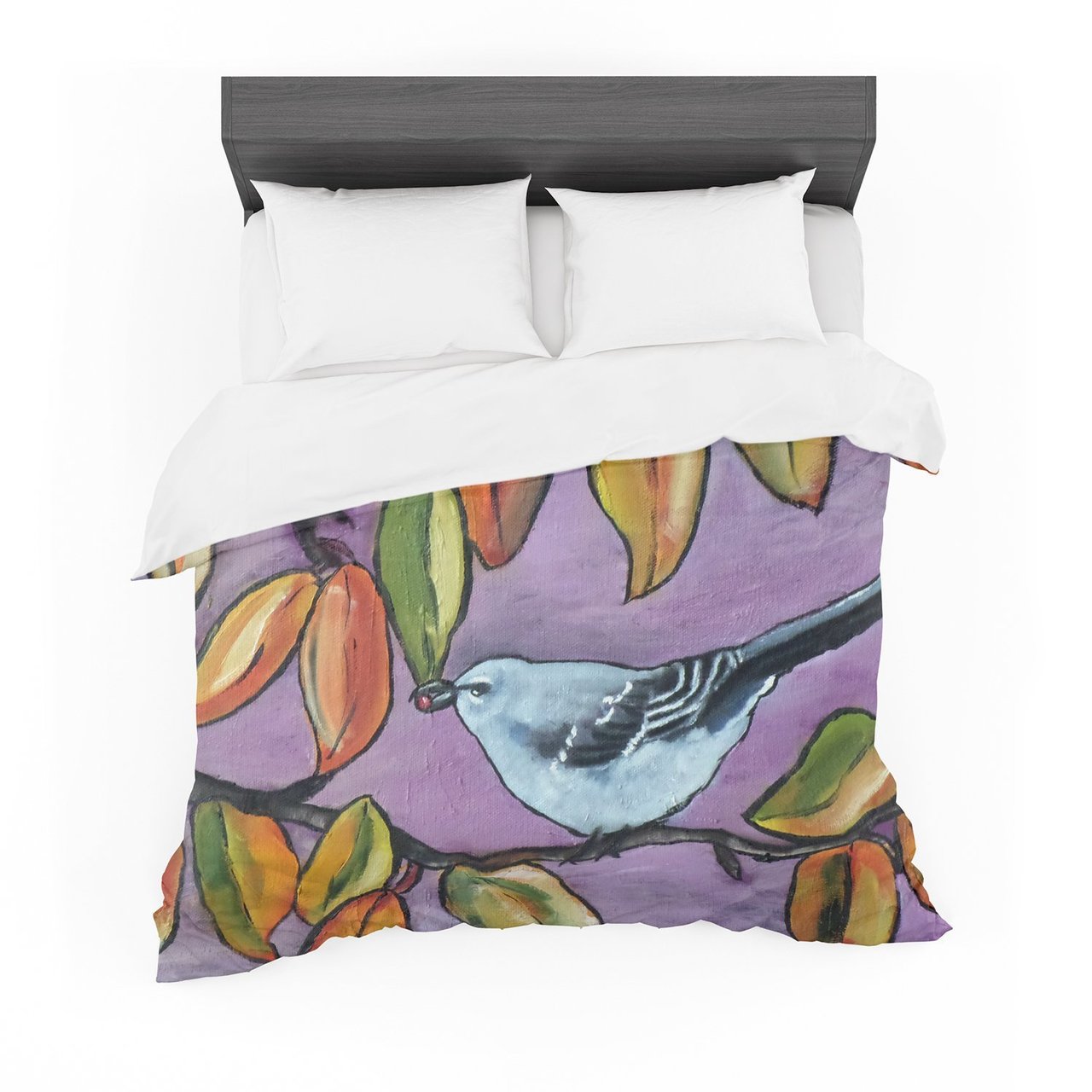 Cathy Rodgers ‘Mockingbird’ Purple Orange Featherweight3D Customized Duvet Cover Bedding Sets