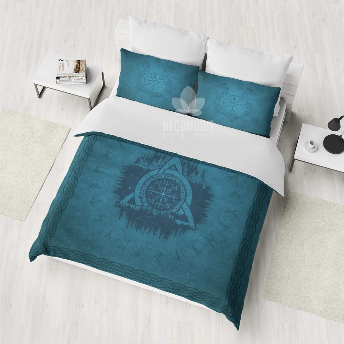 Celtic Bedding, Viking Duvet Cover Set, Trinity Knot Medieval Style Bedspread Bedding Set, Celtic Totem Bedding