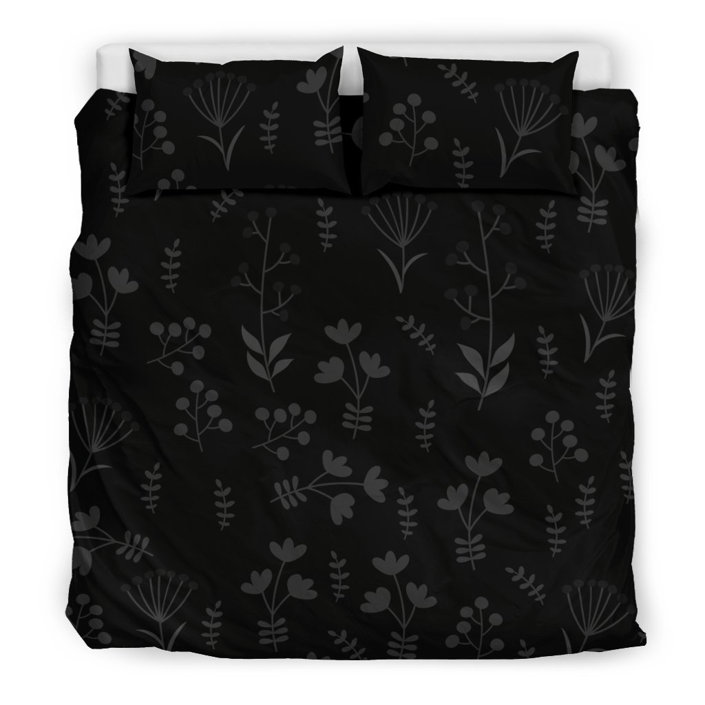 Charcoal Floral 3D Customized Duvet Cover Bedding Sets
