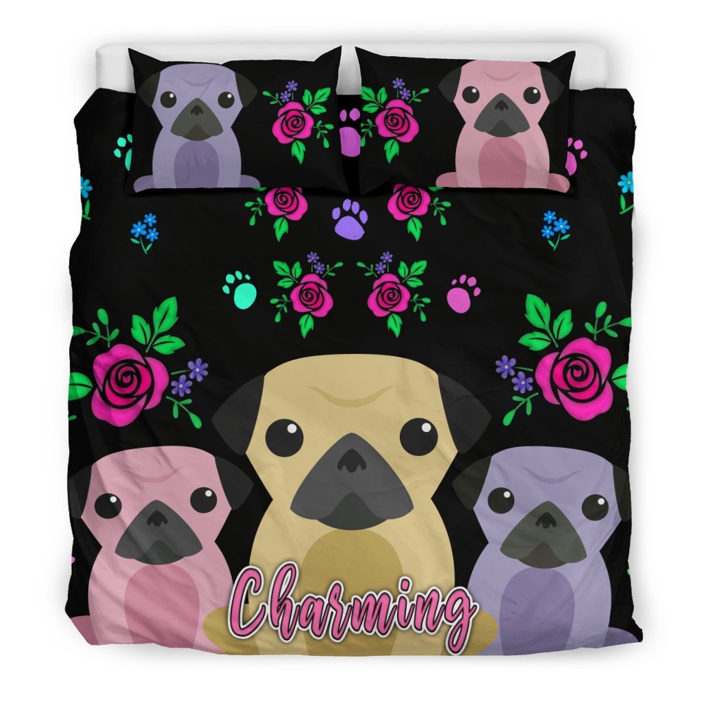 Charming Pugs Cute Pug Dogs3D Customized Duvet Cover Bedding Sets
