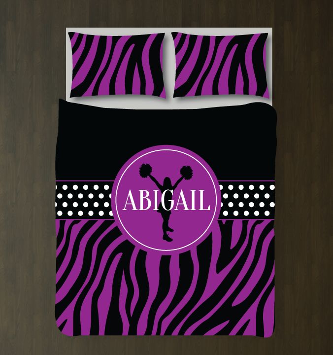 Cheer Zebra Print Bedding Set Customized Duvet Cover| Black and purple