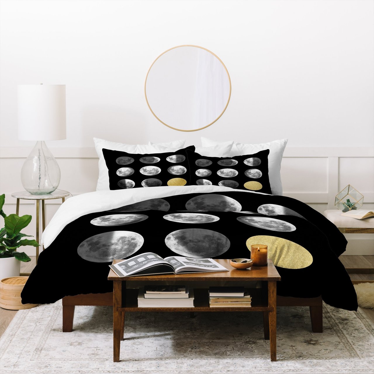 Chelsea Victoria Moon Phases and The Gold Sun Duvet Cover