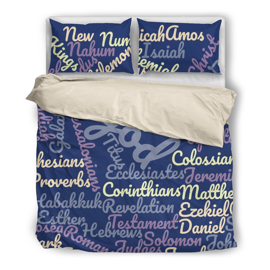 Christianity Blue Holy Bible Books Beige 3D Customized Duvet Cover Bedding Sets