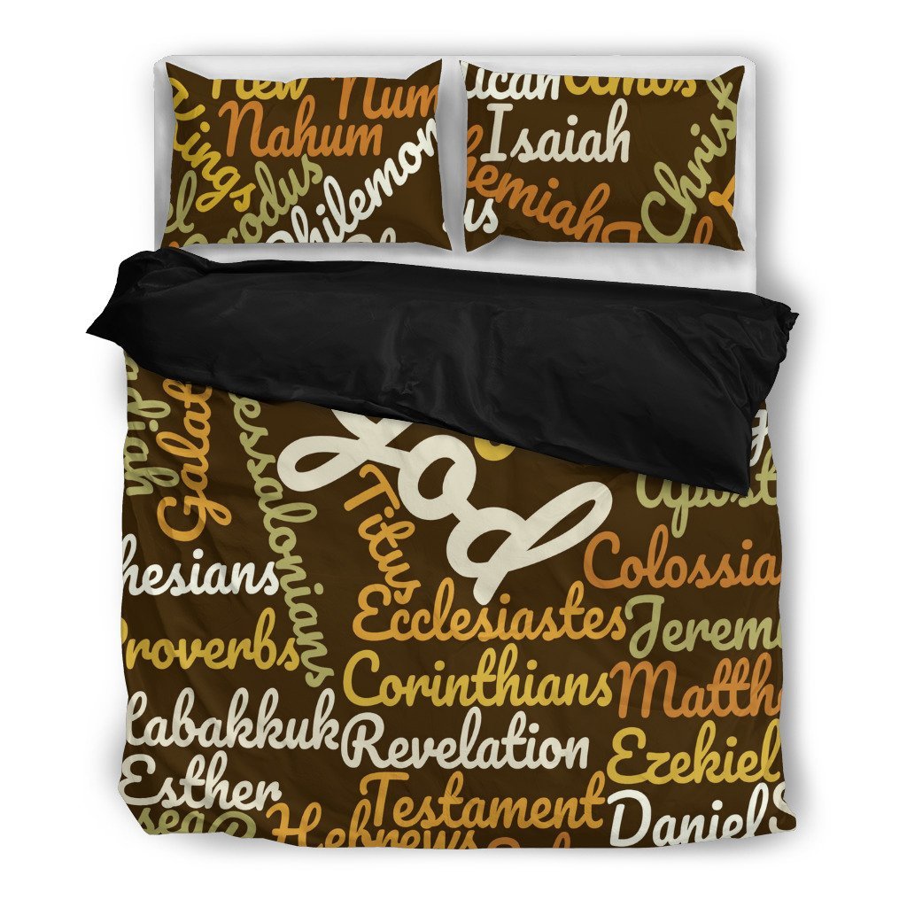Christianity Brown Holy Bible Books Black 3D Customized Duvet Cover Bedding Sets