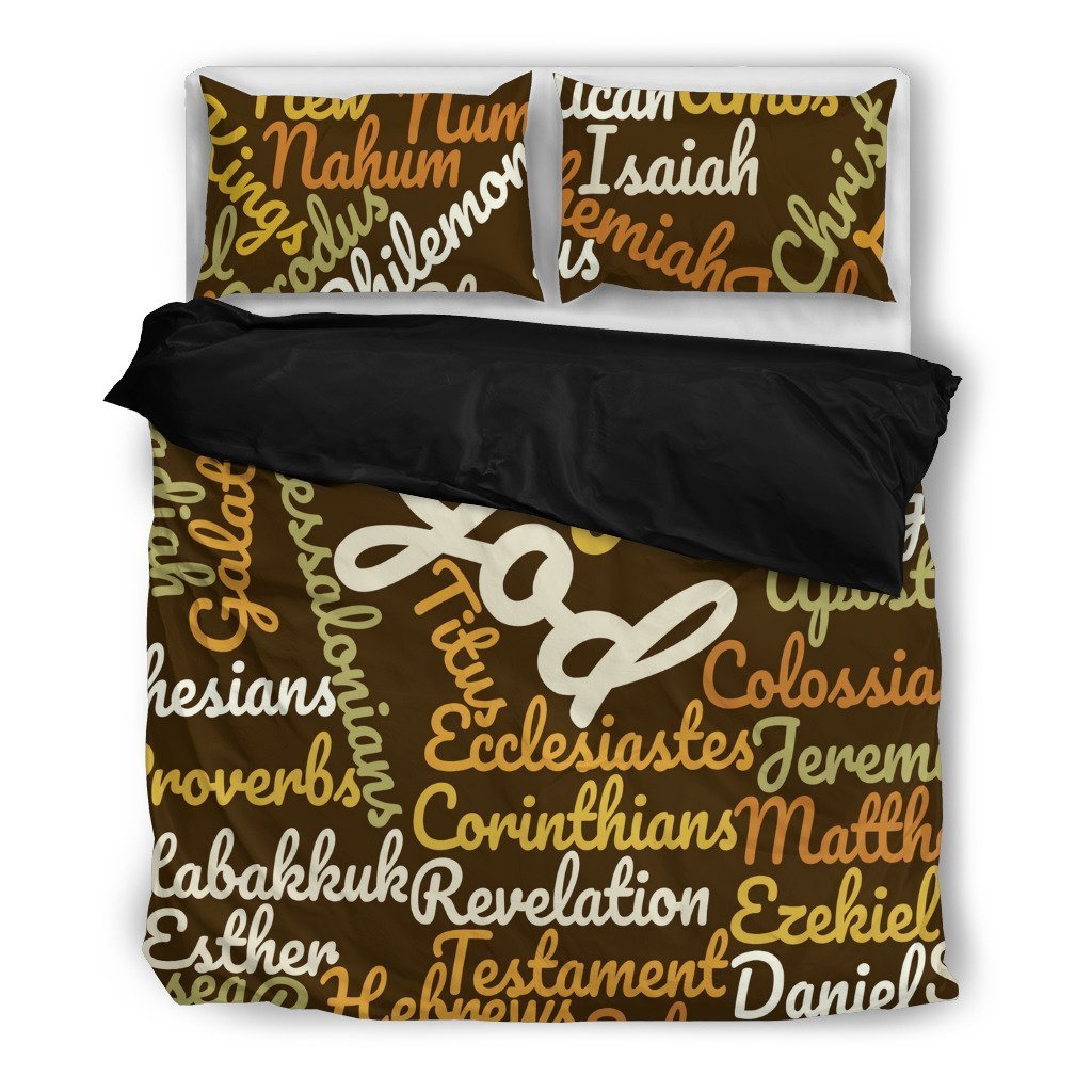 Christianity Brown Holy Bible Books Black Bedding set