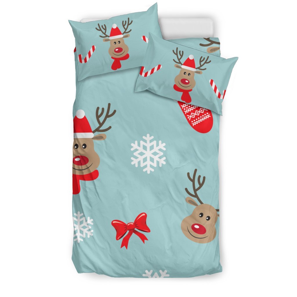 Christmas Deers with Candy Canes 3D Customized Duvet Cover Bedding Sets