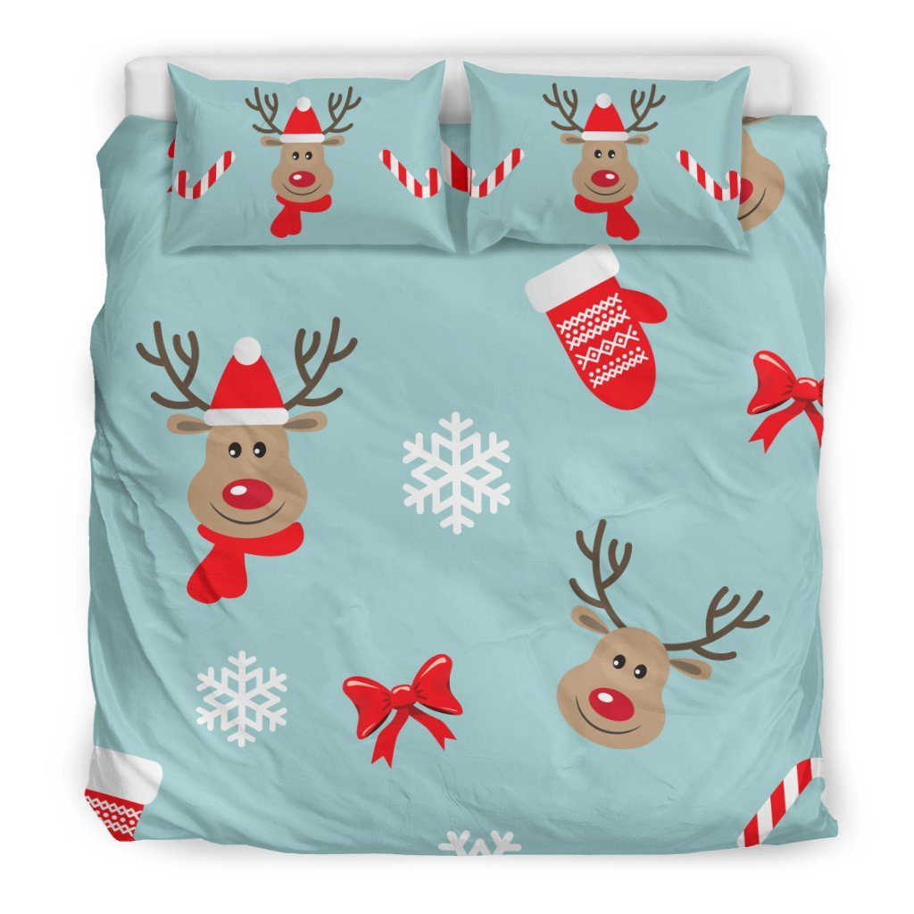 Christmas Deers with Candy Canes3D Customized Duvet Cover Bedding Sets