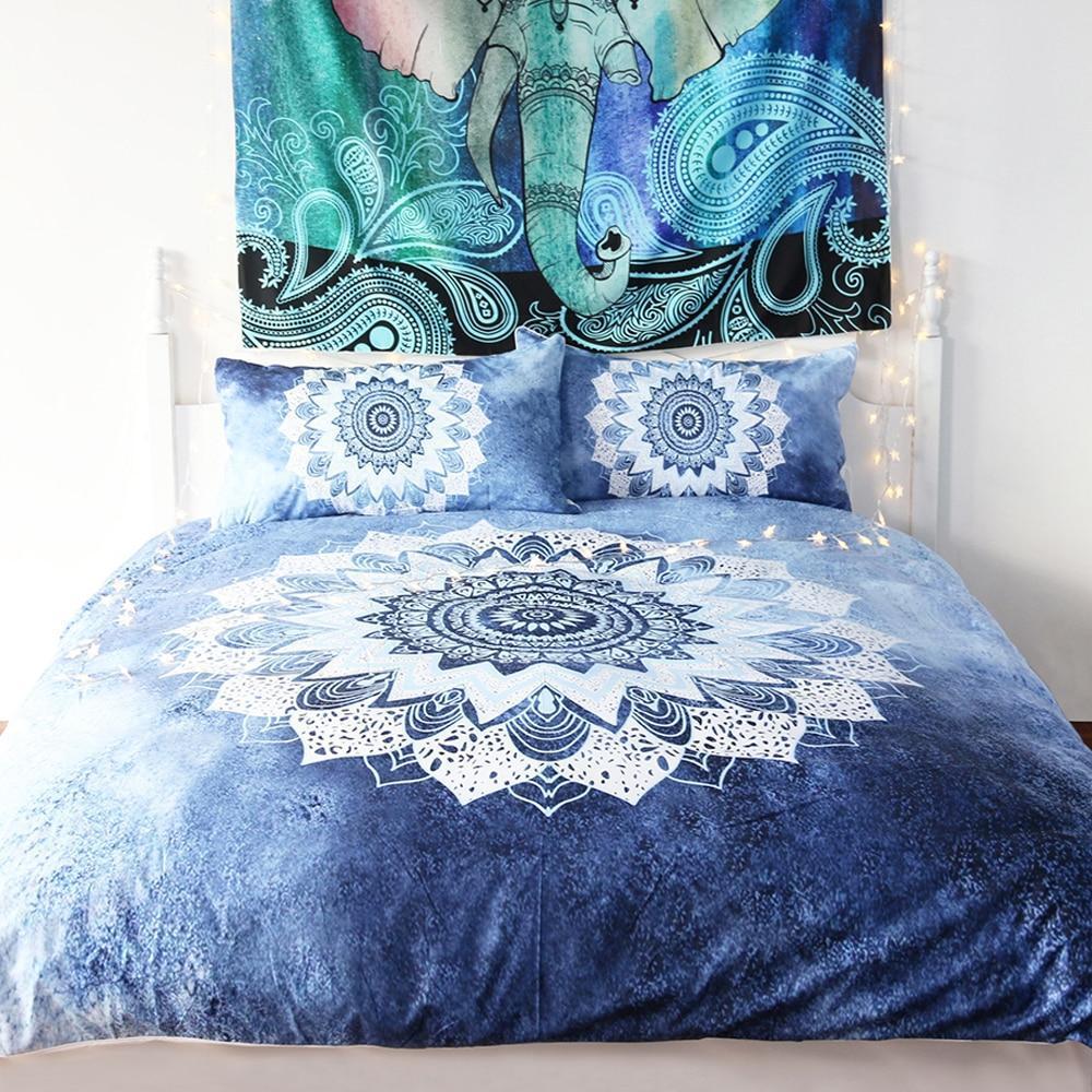 Cobalt Blue Bohemian Mandala ART HOP 3D Customized Duvet Cover Bedding Sets