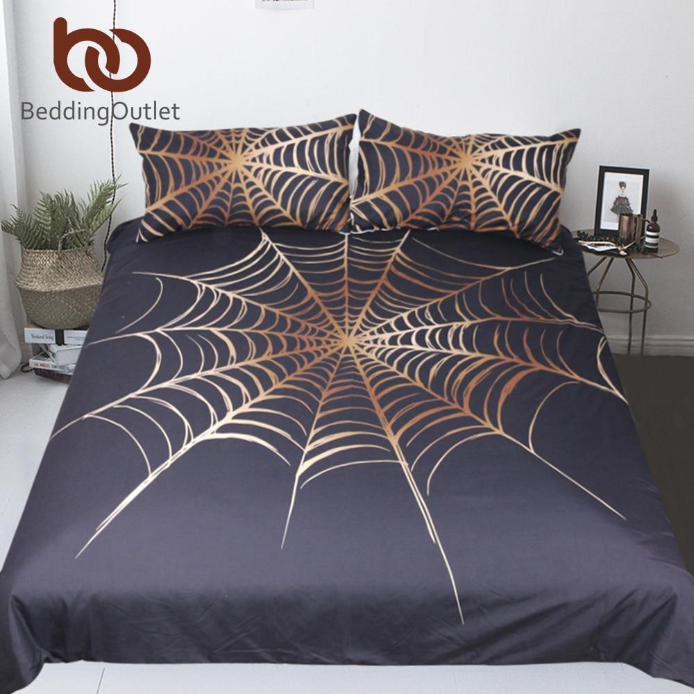 Cobweb King Golden and Black Boys Microfiber Home Textilespiderweb Bedclothes 3D Customized Duvet Cover Bedding Sets