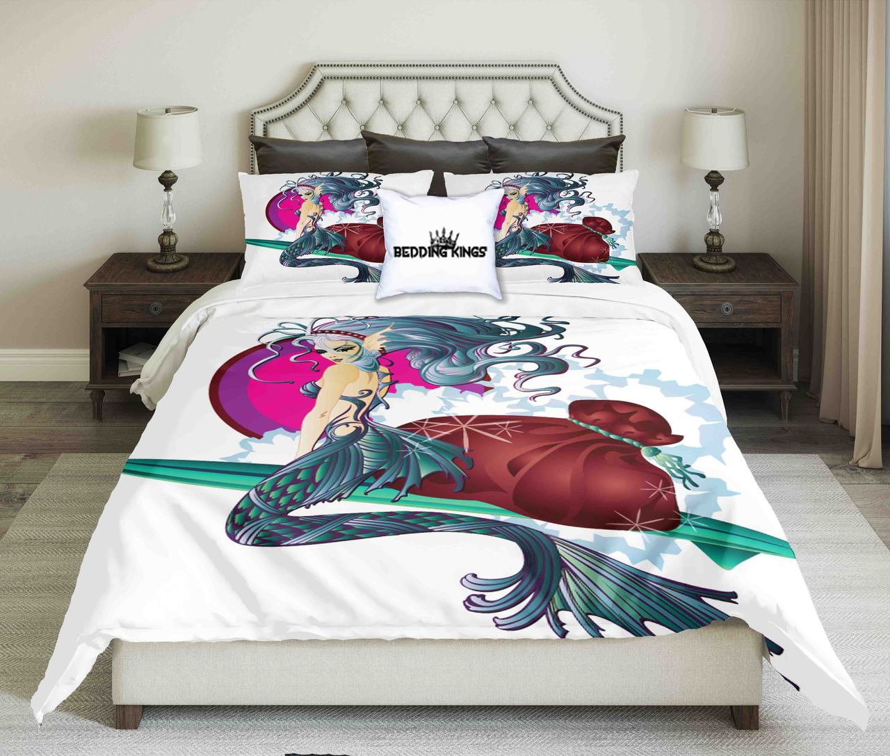 Cold Beauty Greenish Blue Colour Design Mermaid | kings3D Customized Duvet Cover Bedding Sets