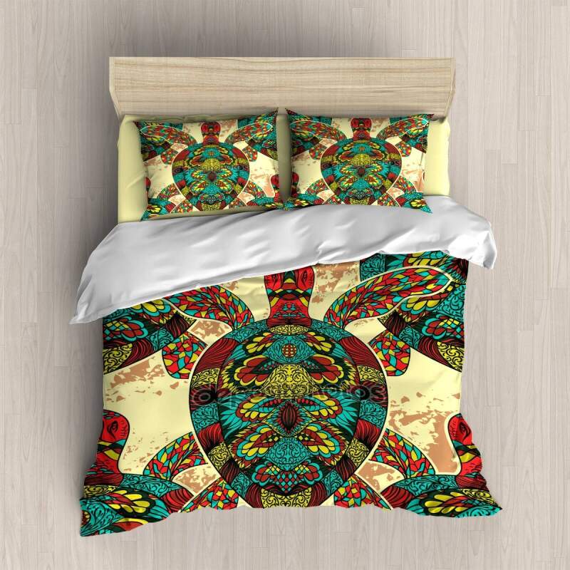 Colorful ea Turtle 3D Customized Duvet Cover Bedding Sets