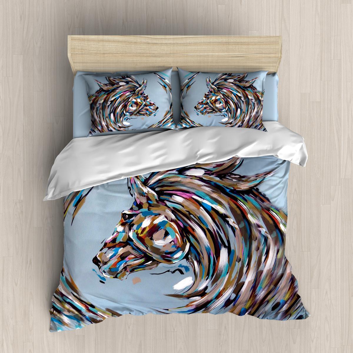 Colorful Horse 2 3D Customized Duvet Cover Bedding Sets