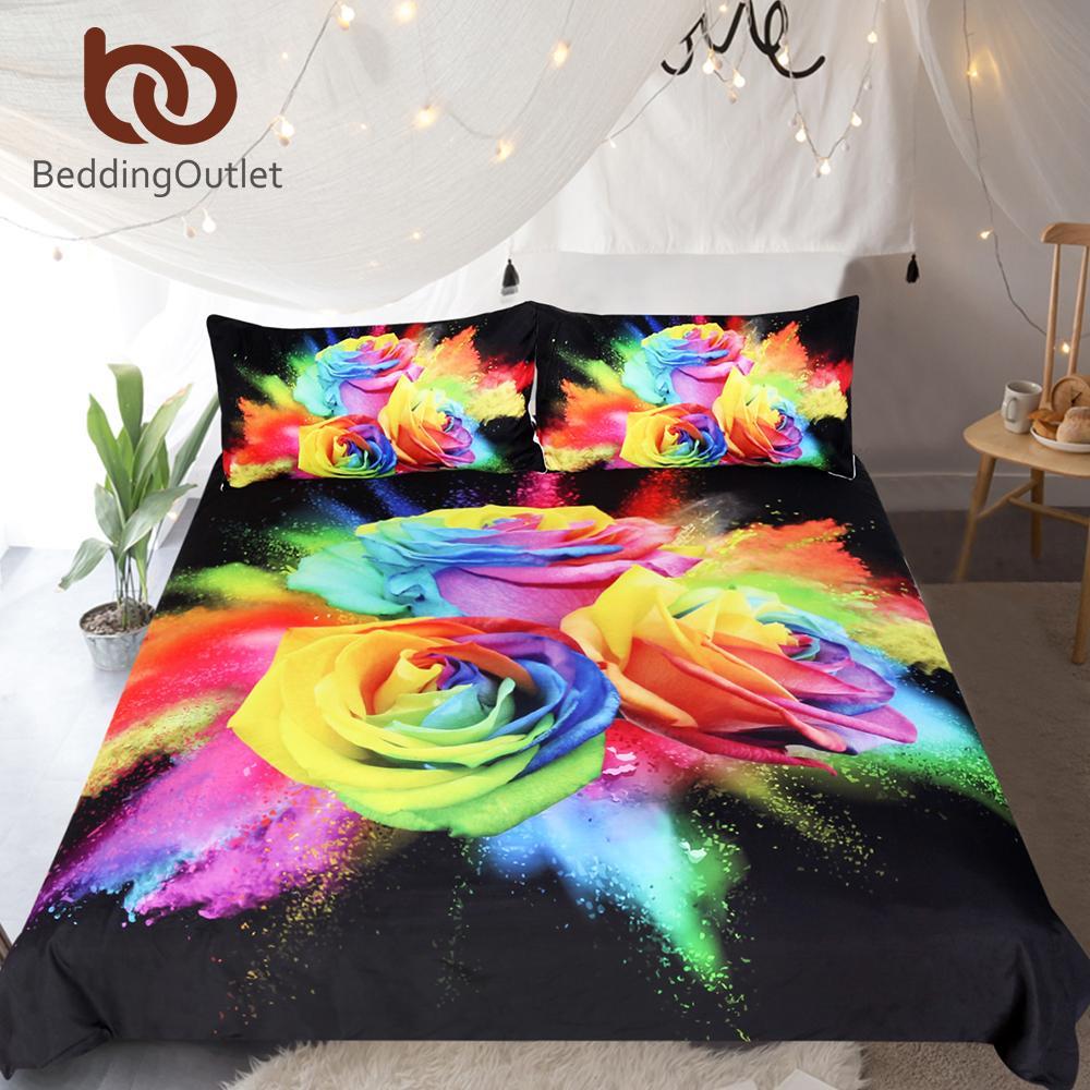 Colorful Roses for Woman 3D Printed et Floral Bedclothes Watercolor Home Textiles3D Customized Duvet Cover Bedding Sets
