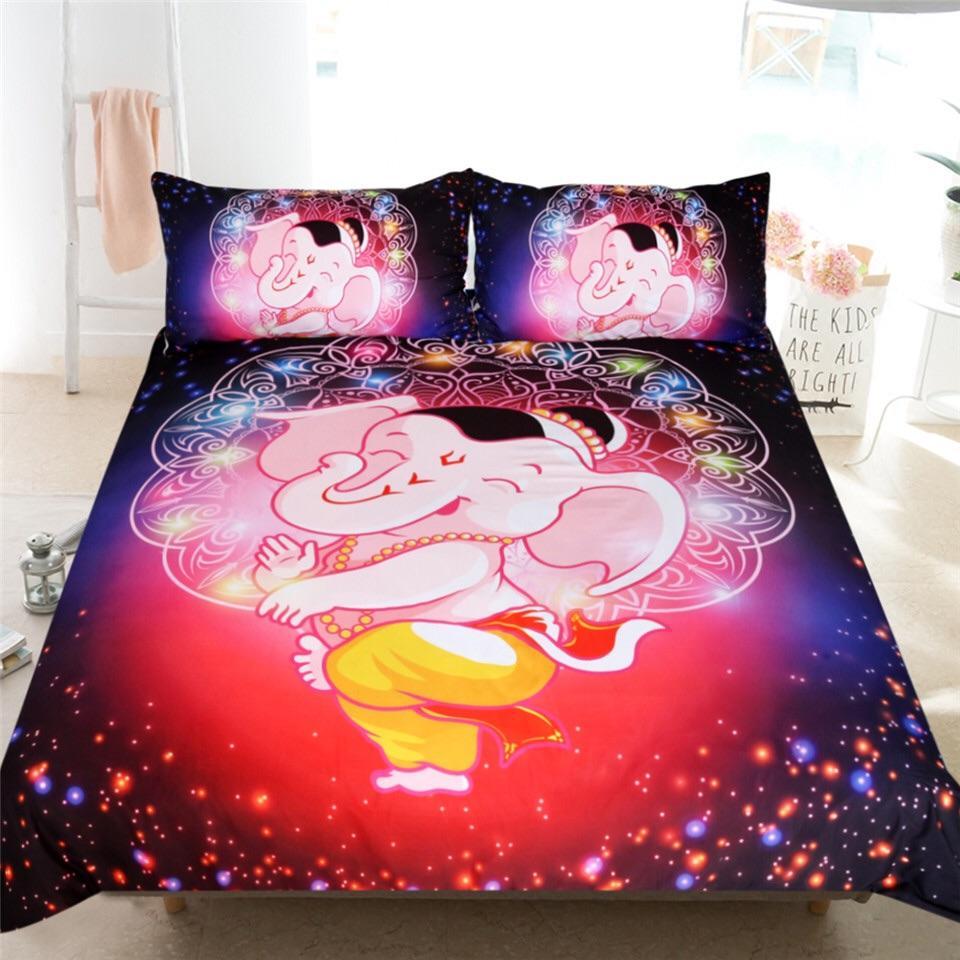 Colourful Cartoon Elephant 3D Customized Duvet Cover Bedding Sets