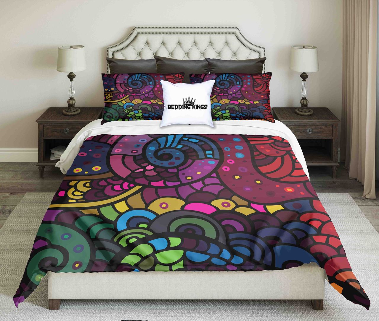Colourful Curved Pattern Bohemian | kings3D Customized Duvet Cover Bedding Sets