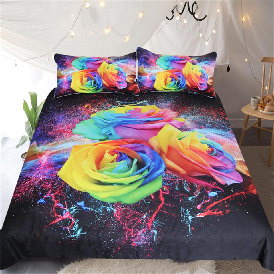 Colourful Roses 3D Customized Duvet Cover Bedding Sets