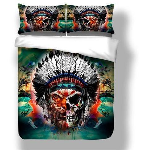Cool Skull Multi Color Tiger Face Bedding Set