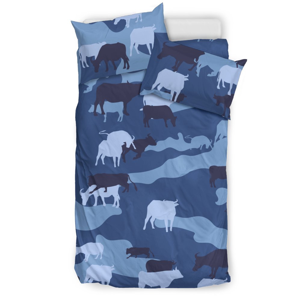 Cow Camouflage Blue 3D Customized Duvet Cover Bedding Sets