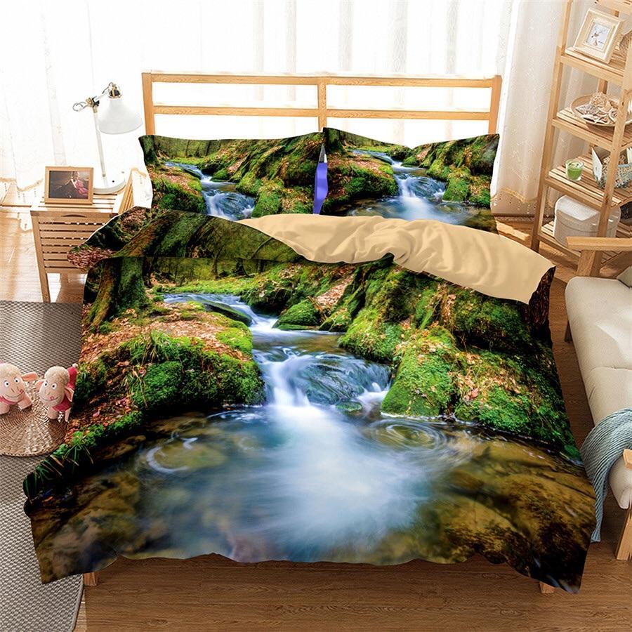 Creek In Forest 3D Customized Duvet Cover Bedding Sets