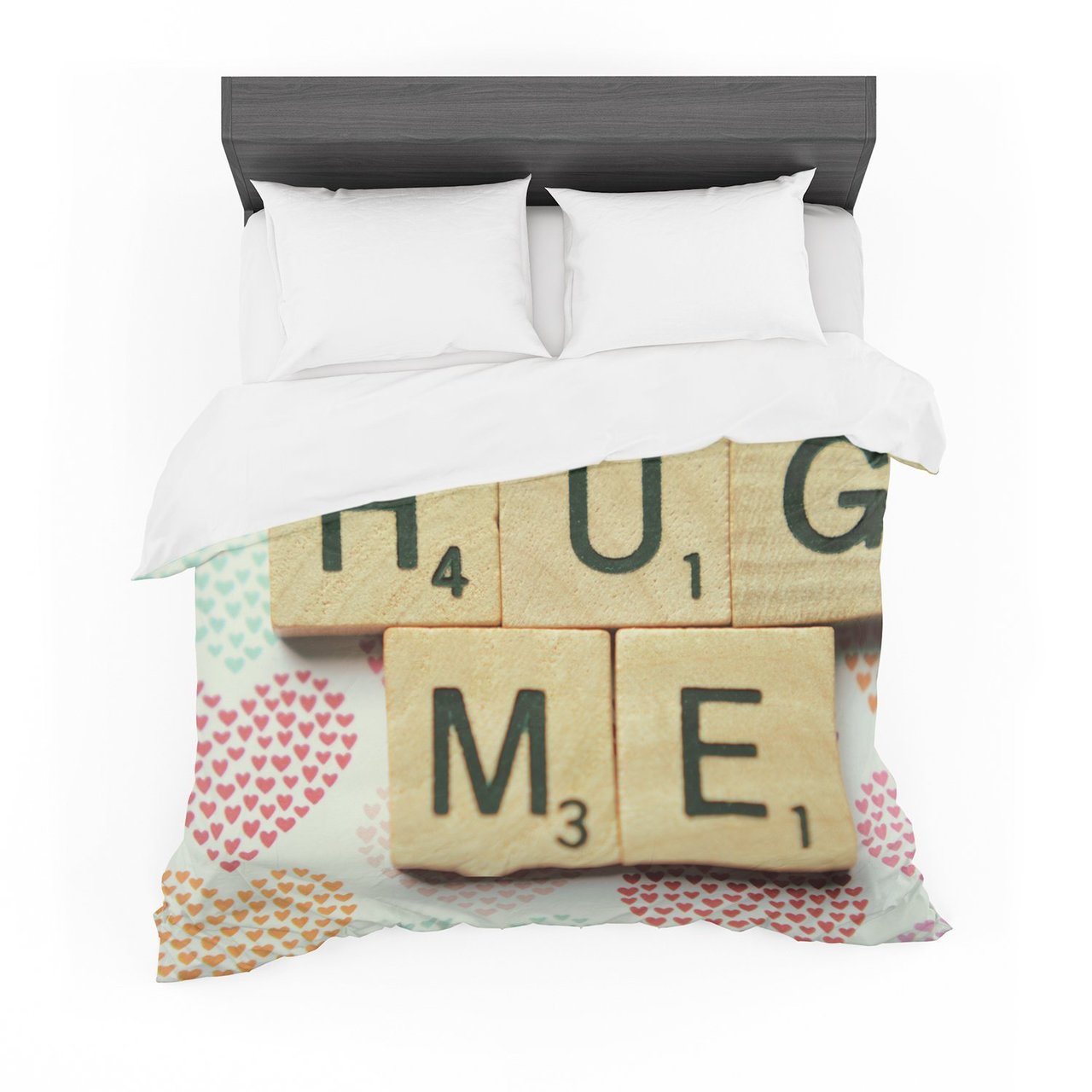 Cristina Mitchell ‘Hug Me’ Heart Text Featherweight3D Customized Duvet Cover Bedding Sets