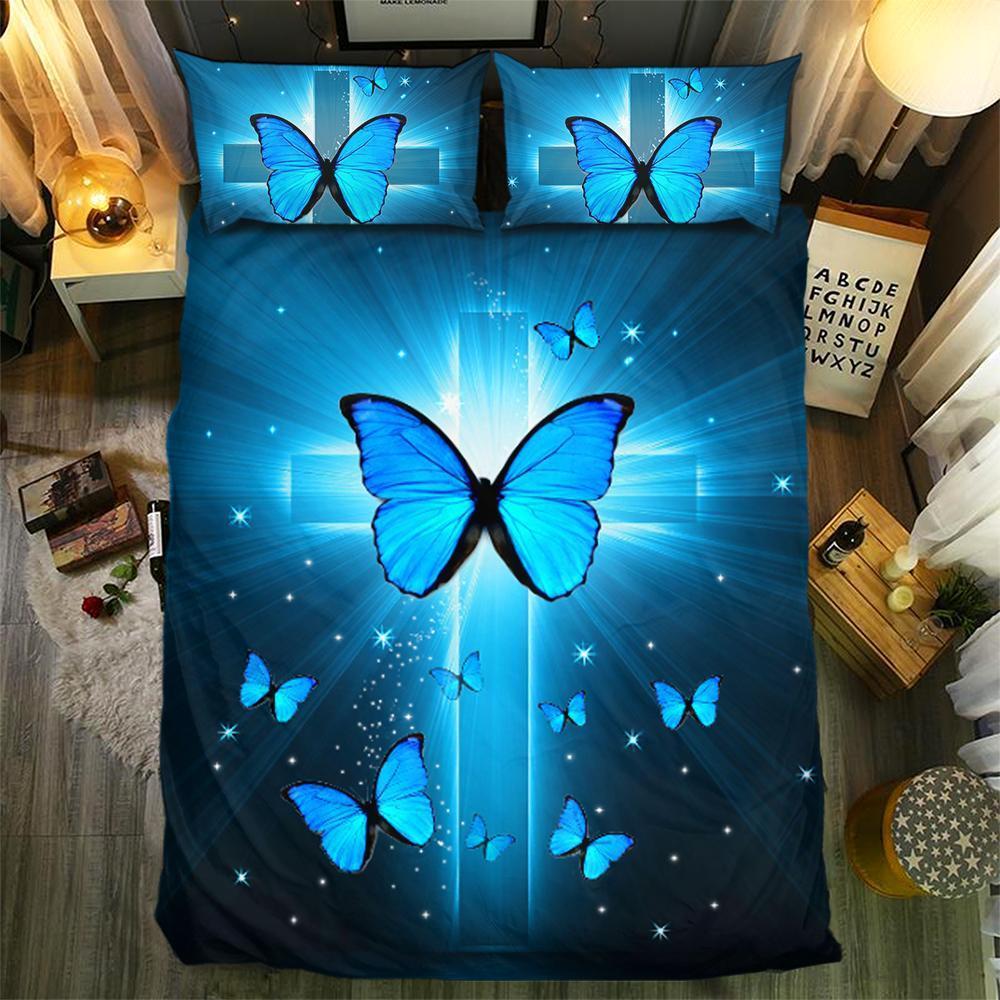 Cross And Blue Butterfly 092523D Customized Duvet Cover Bedding Sets